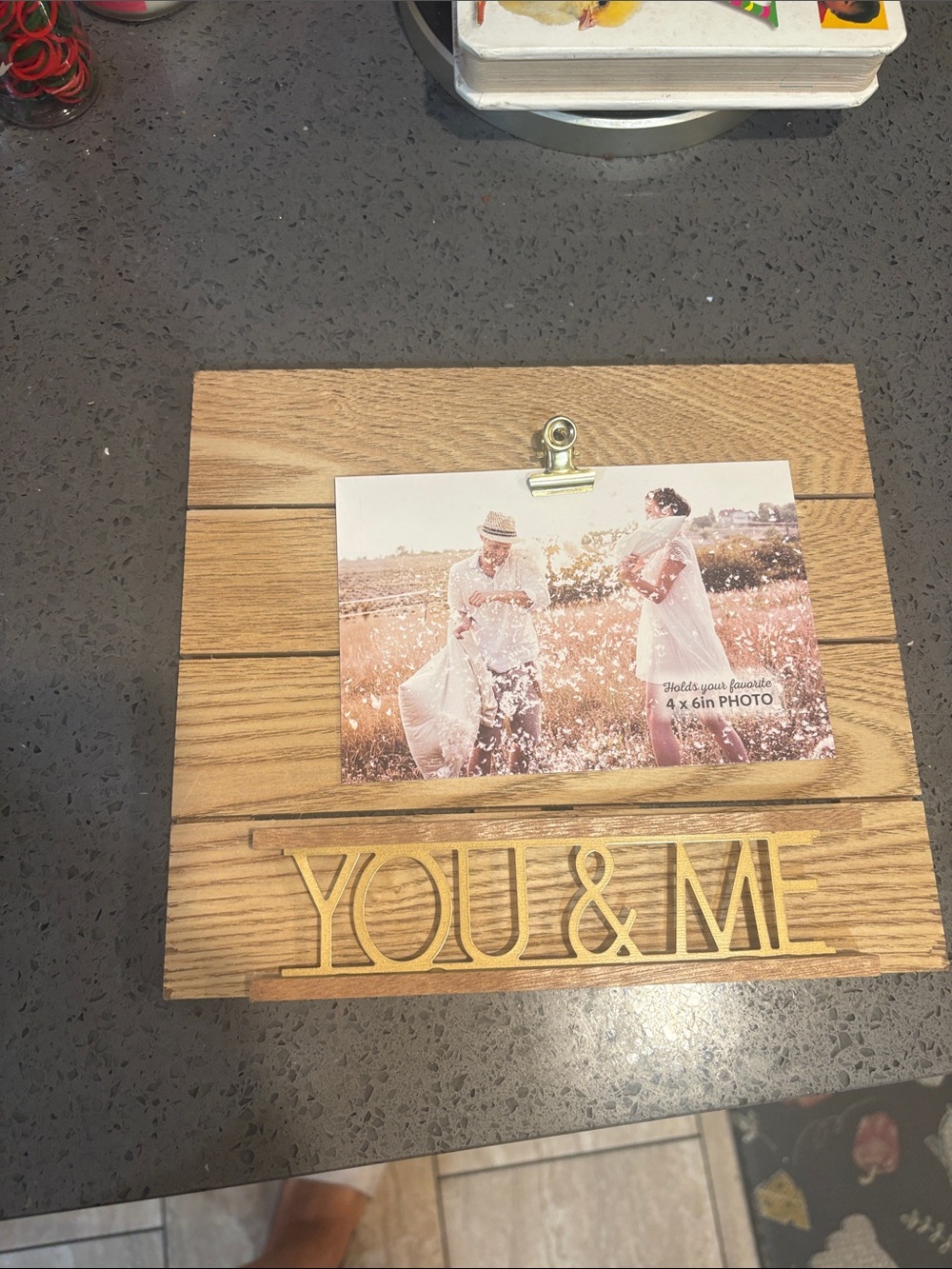 Rustic 'You & Me' Photo Holder - Natural Wood Finish